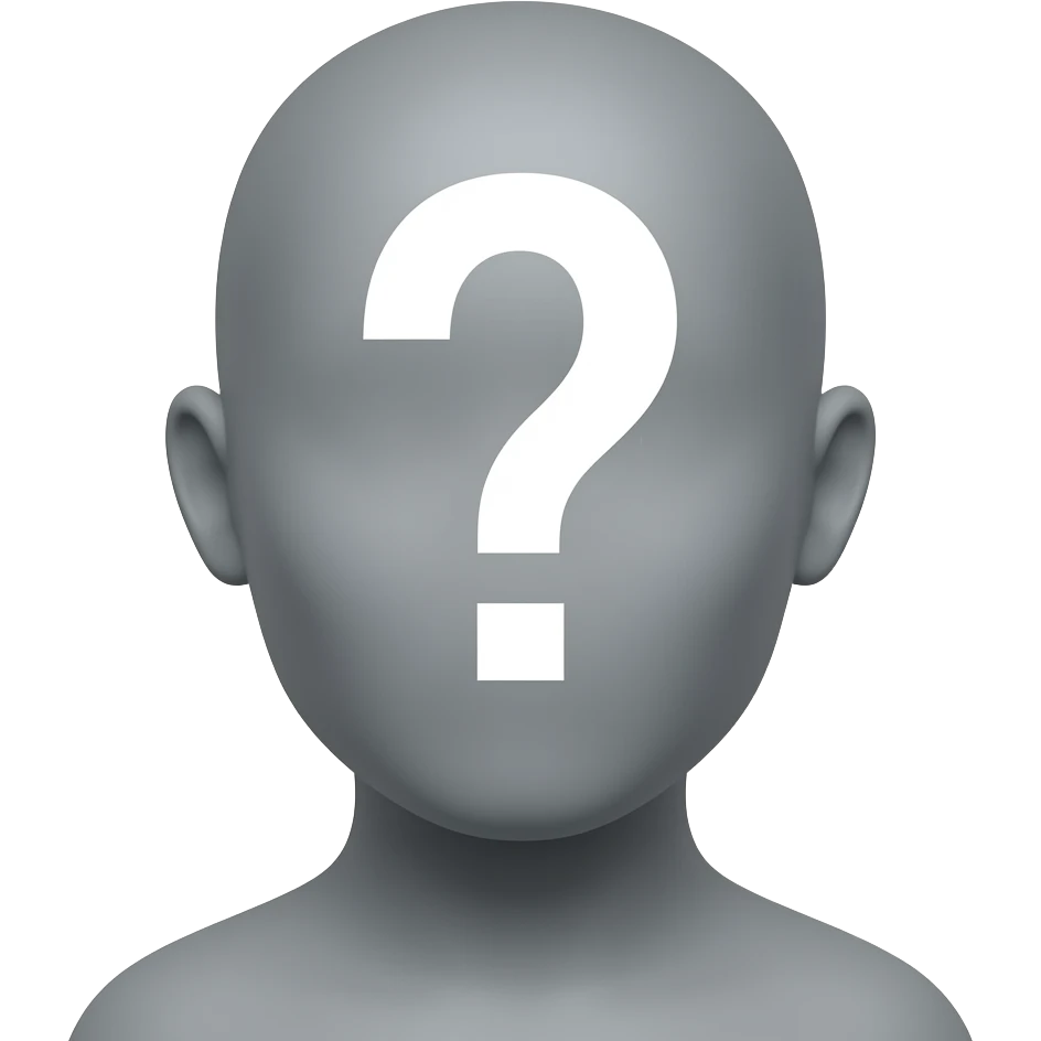 persona en gris con signo de interrogacion en la cara y la cara borrosa emoji