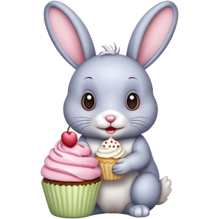 Rabbit with cupcake emoji