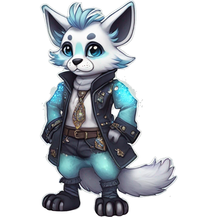 Cool cute Kawaii edgy fantasy animal sparkle fursona Fionbri by griffsnuff & LiLaiRa & Falvie full body emoji
