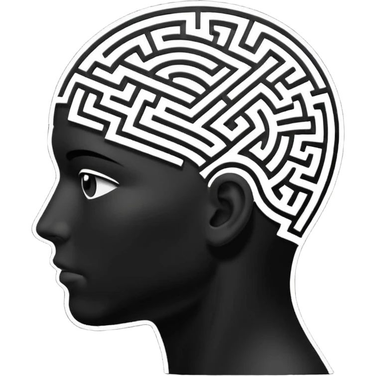 silhouette of a head with a maze inside emoji