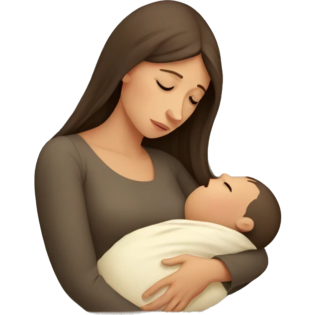European sad mother with newborn emoji