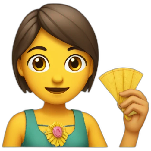 chica con abanico en la mano emoji