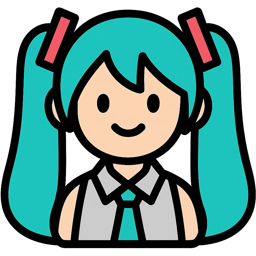 color outline icon of Hatsune Miku emoji