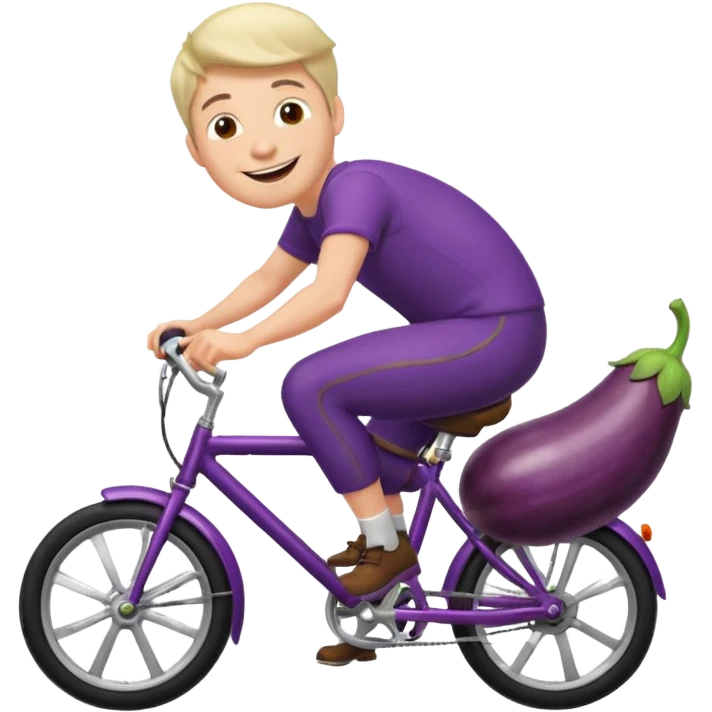 Guy riding a eggplant like a bike emoji emoji