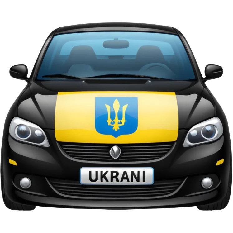 black car with a Ukraine flag sticker on the hood emoji