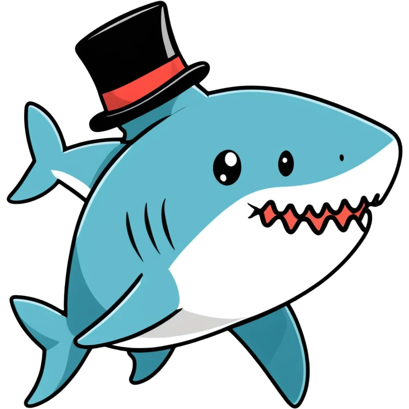 Shark with a top hat emoji