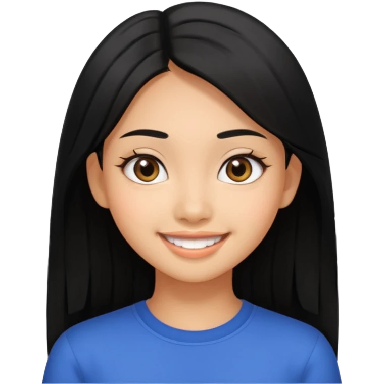 20 yr old asian woman hair  center part big eyes big smile tanned skin straight black hair emoji