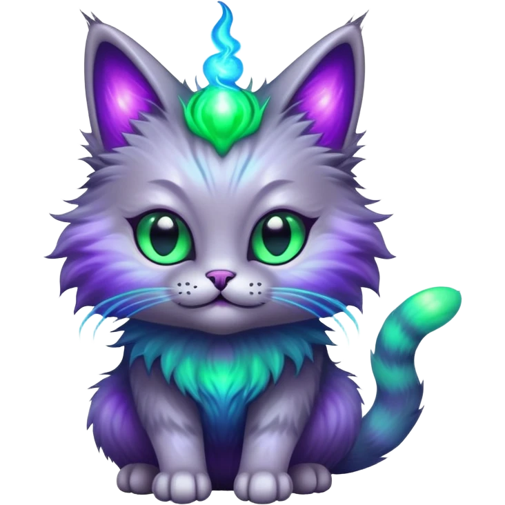 alien cat doing magic with glowing effects emoji