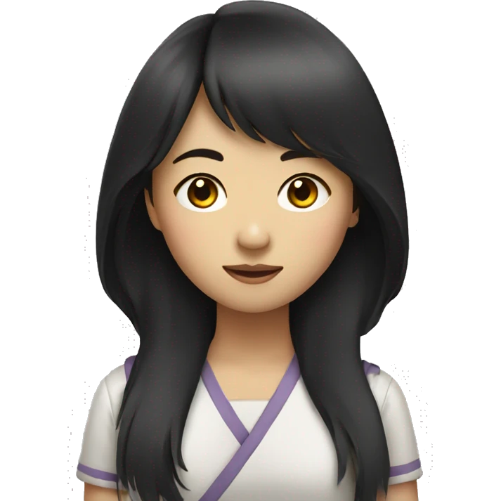 asian girl with dark hair and side bangs emoji