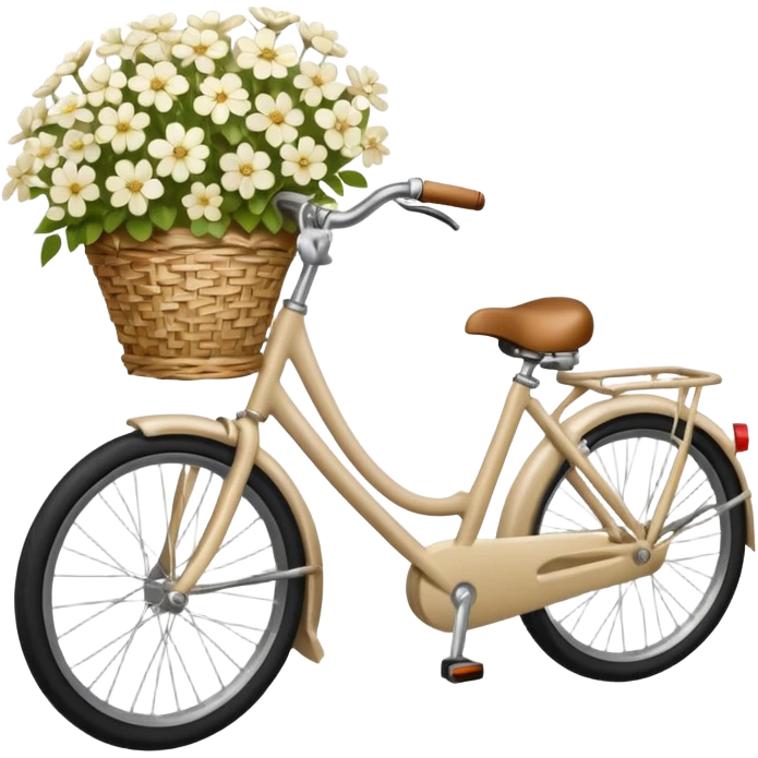 realistic light beige bicycle with basket of white  emoji