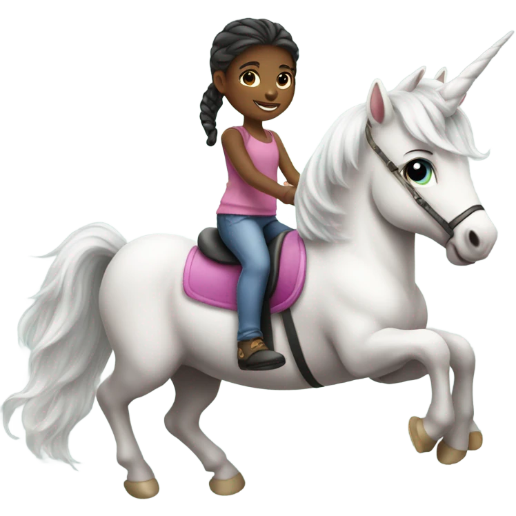 Cute girl riding unicorn  emoji