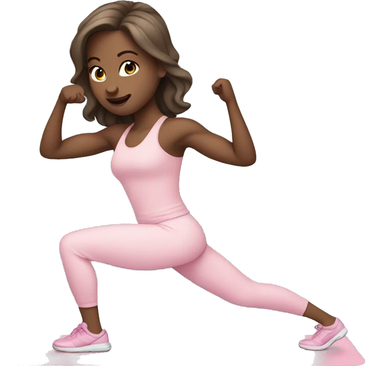 white girl  in light pink clothes exercising emoji