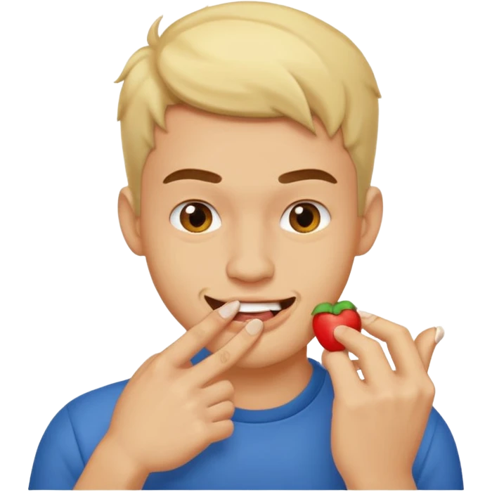 zesty guy biting nail while smirking emoji