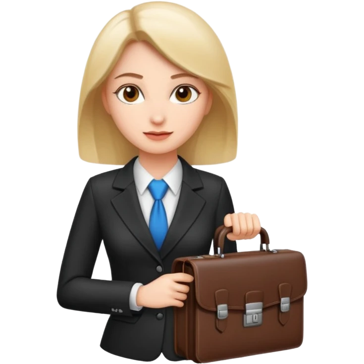 Business woman emoji, professional attire, briefcase, confident expression emoji