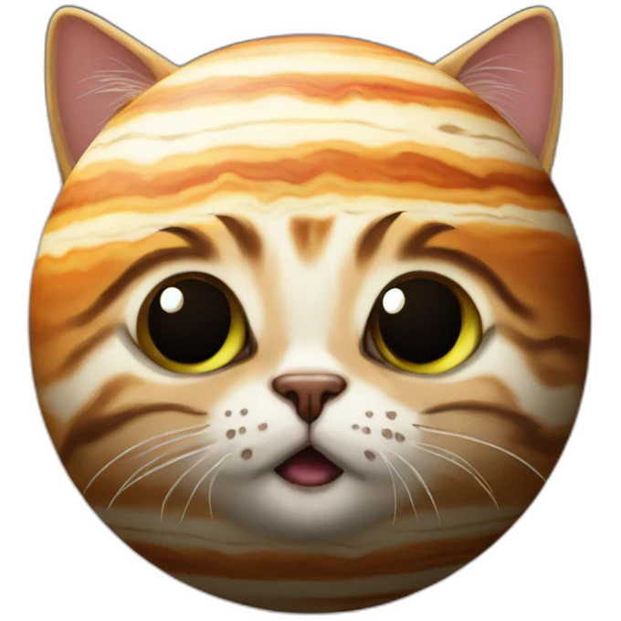 planet jupiter with a cat face emoji
