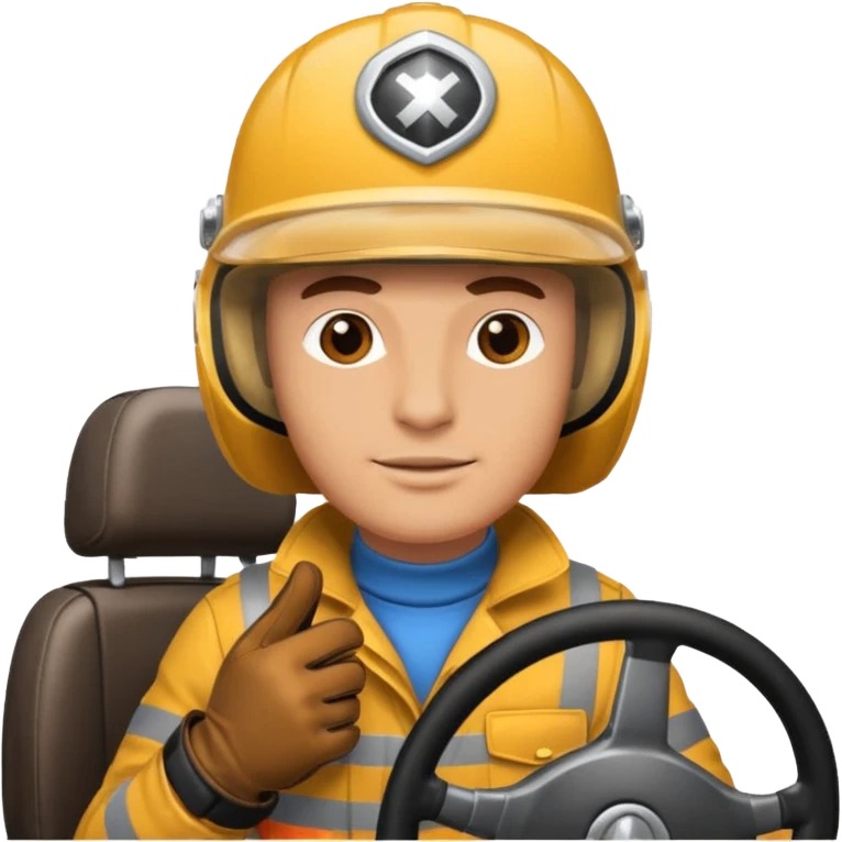 A guy driving in private car with helmet and golves emoji