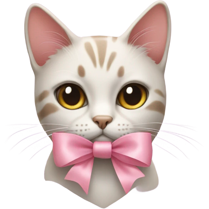 cat with delicate pink bow emoji