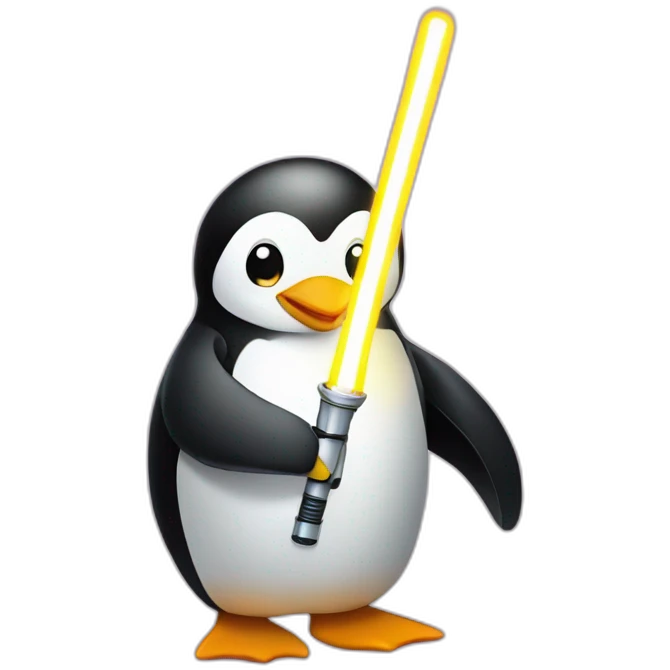 a penguin with a light sabre emoji