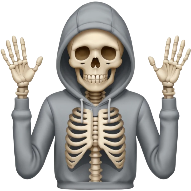 The shrug emoji but a skeleton with a black hoodie emoji