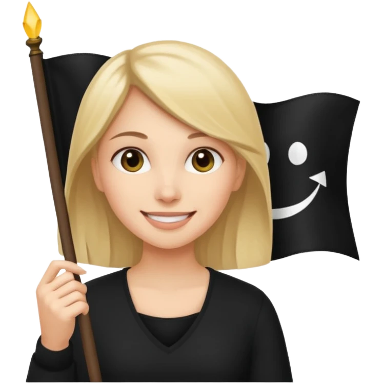 Сделай голую девушку которая держит черный флаг а на нем написано controlofpanicov  emoji