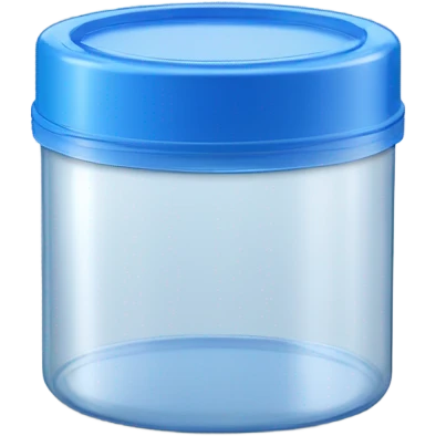 Small commercial kitchen transparent storage container with a blue lid emoji