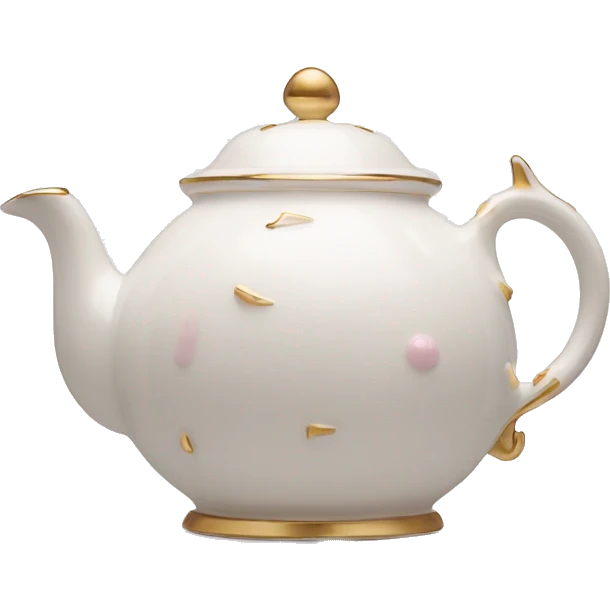 White porcelain tea pot with light pink and gold details  emoji