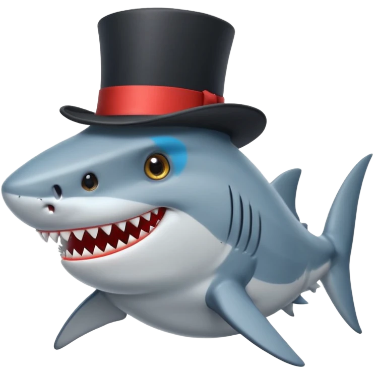Shark with a top hat emoji