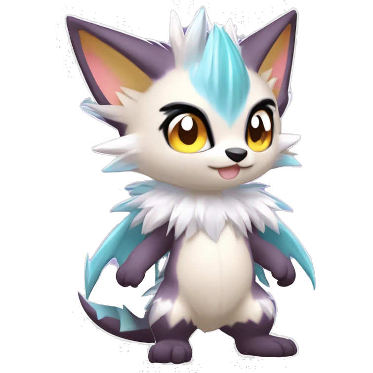 Anthro Scalie Spiky Cool Edgy Magical Shiny Colorful Pastel Sparkle Kemono-style Chibi Fantasy-Animal-Fakémon-Pokémon-Hybrid Fur Sona Aesthetic Full Body emoji