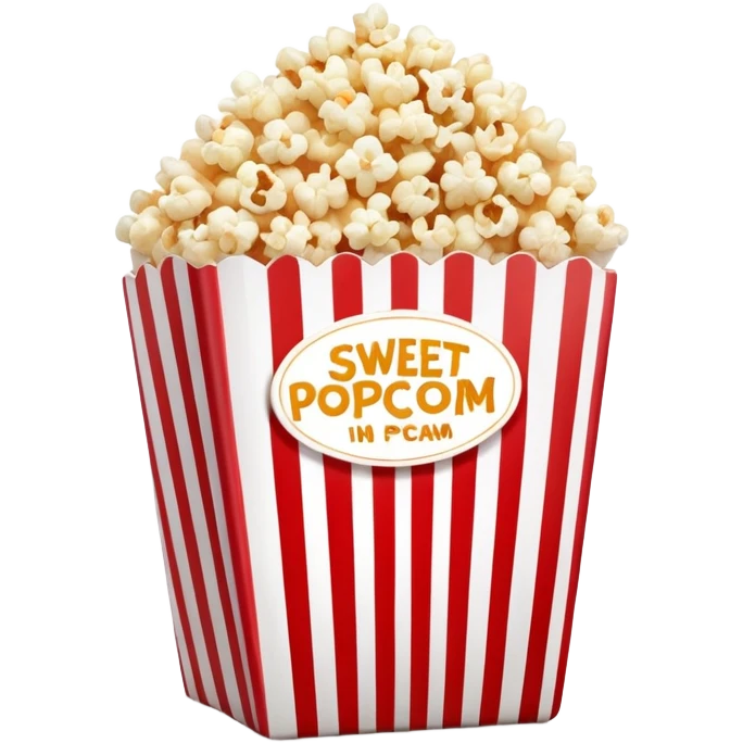 minimalist sweet popcorn in a red and white vertically striped package, simple clean design, fewer details emoji