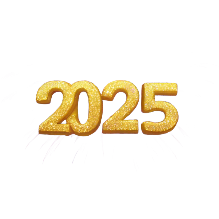 The number 2025 sparkly font with fireworks behind it emoji