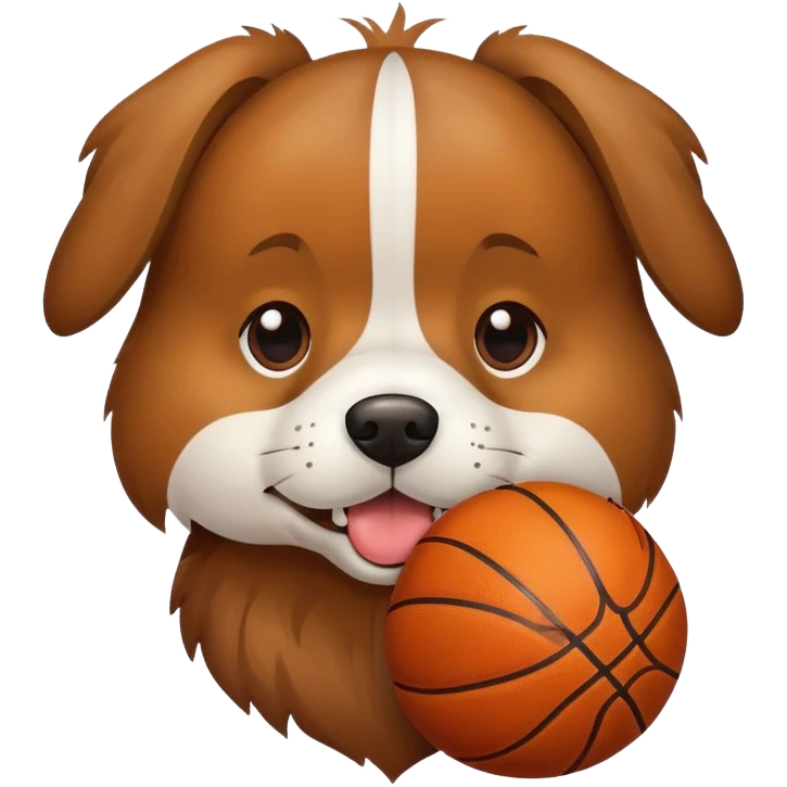 Dog with basketball on his mouth emoji