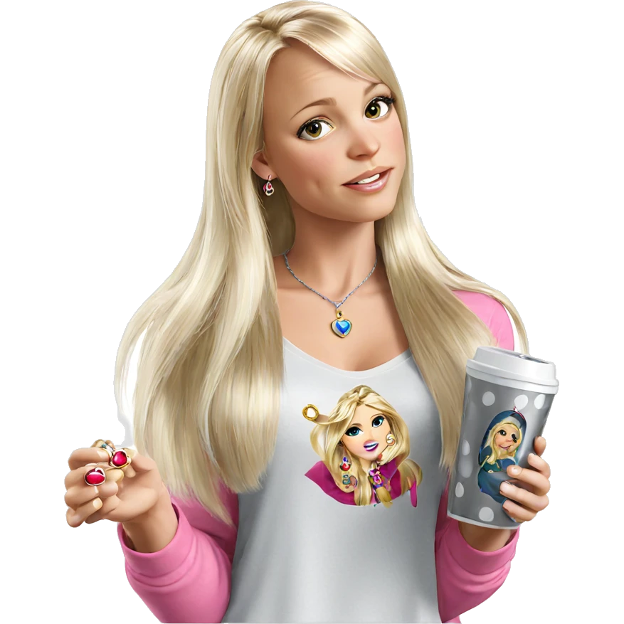 blonde girl with jewelry cup emoji
