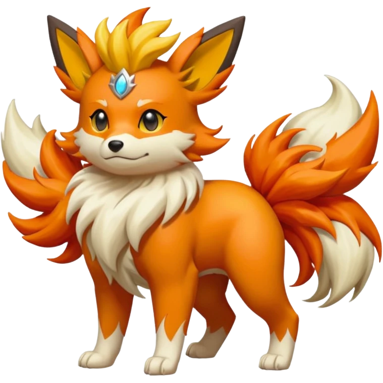 Flareon-Growlithe-Solgaleo-fusion-hybrid, full body emoji
