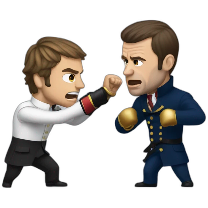 Emanuel Macron and Tony fighting emoji
