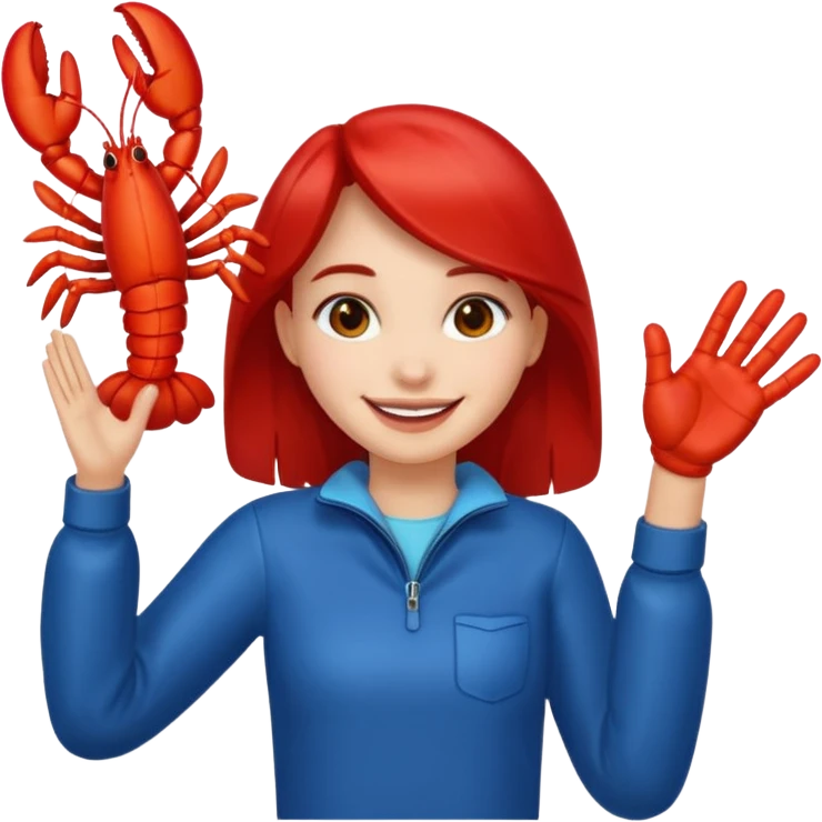a lobster claw high five a girl emoji emoji