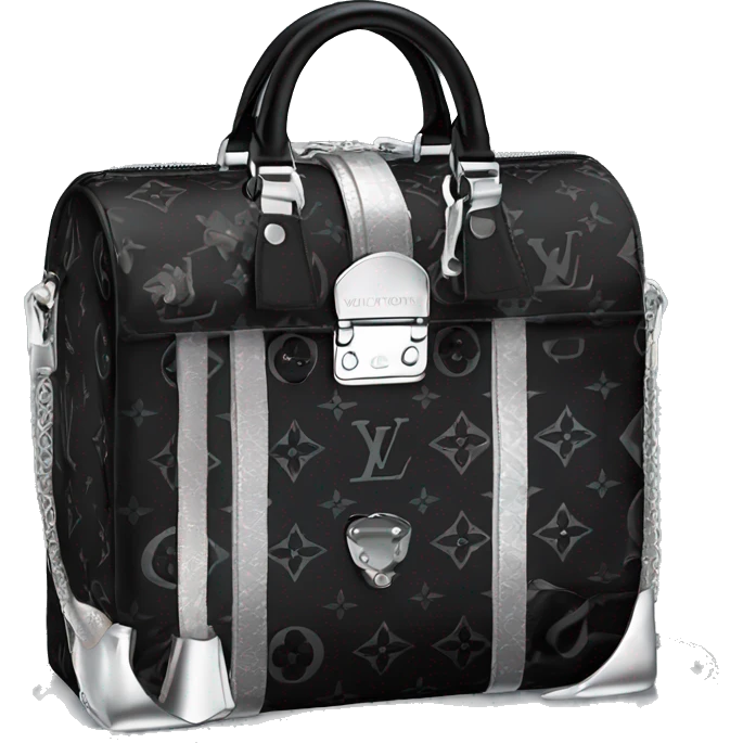 Black Designer Louis Vuitton bag with silver monogram and silver trim emoji