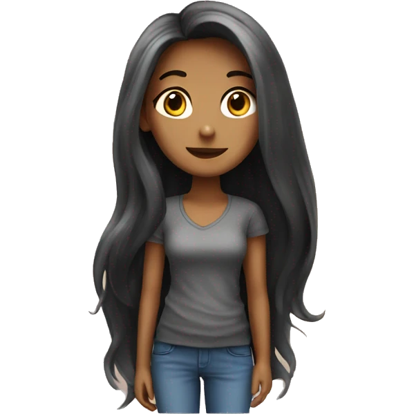 A girl with very long hair that arrives at her waist emoji