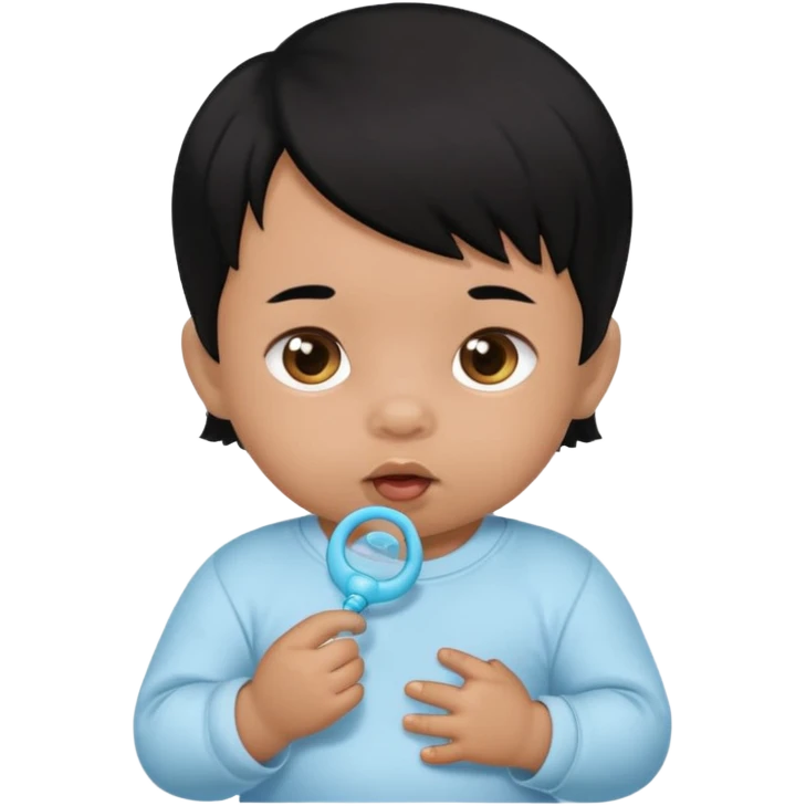 a black hair baby with pacifier emoji