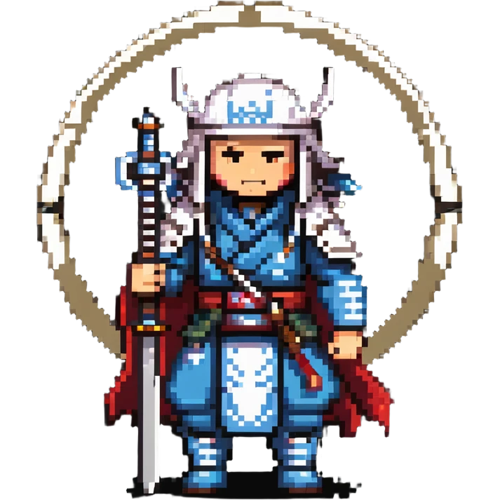 male samurai nomad with heavenly halo and traditional weapons emoji