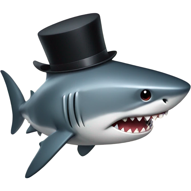 Shark with a top hat emoji