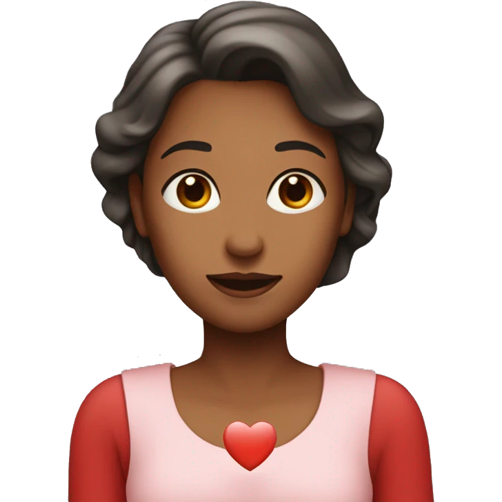 A woman has a medium-sized red heart in her hand emoji