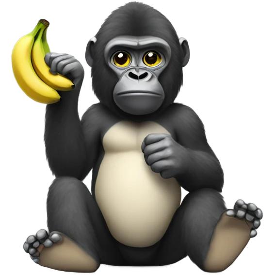 Gorilla wearing socks holding banana emoji