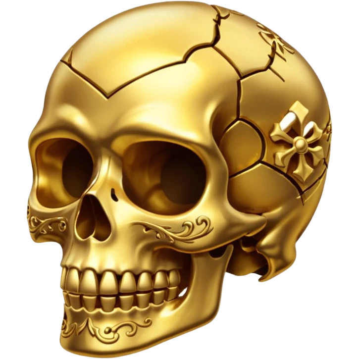 half broken gold skull emoji