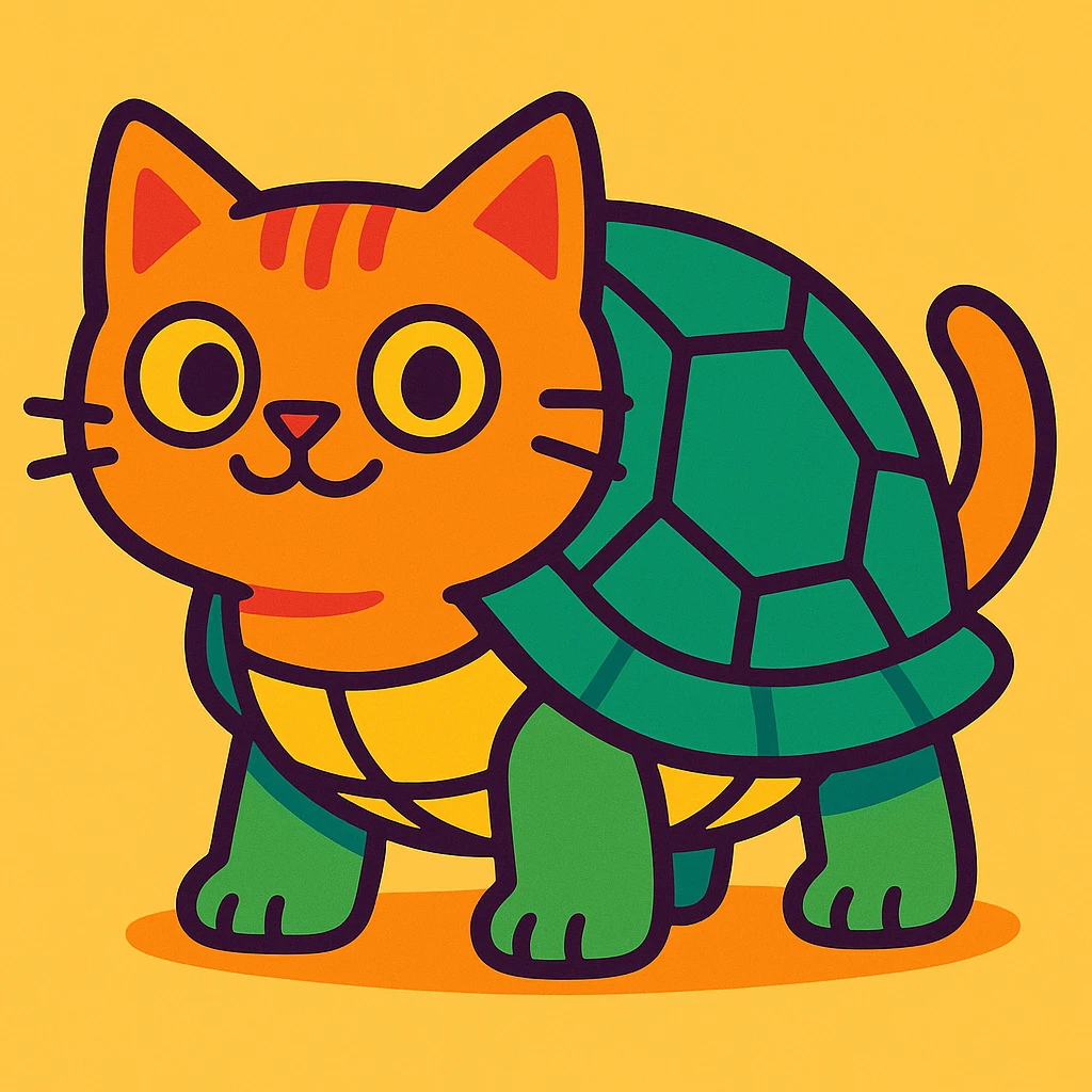 cat-turtle hybrid, cartoon style emoji
