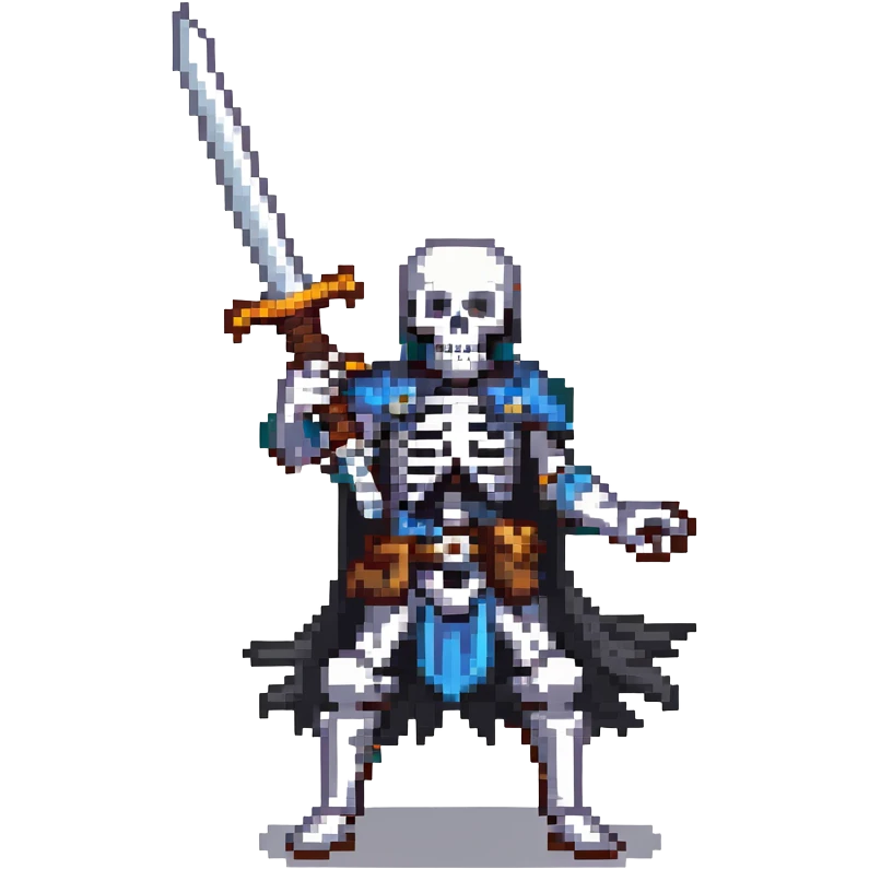 skeleton with a large sword in action pose emoji
