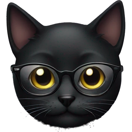 Black cat with glasses and nice lashes emoji