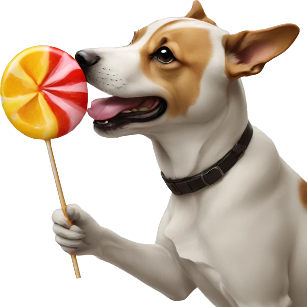 Dog eating a lollypop emoji