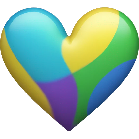 Blue, green, white, Purple, Yellow coloured heart in one emoji