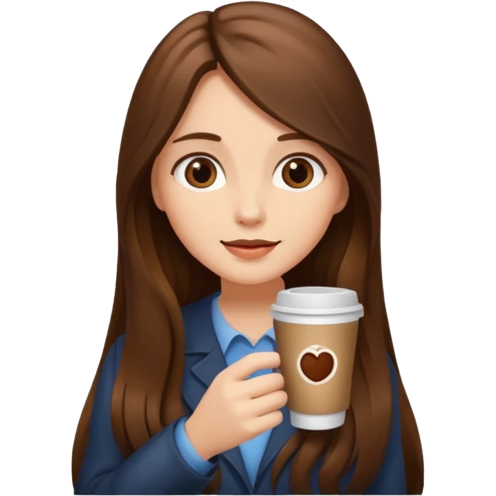 Brown long haired girl with coffee emoji