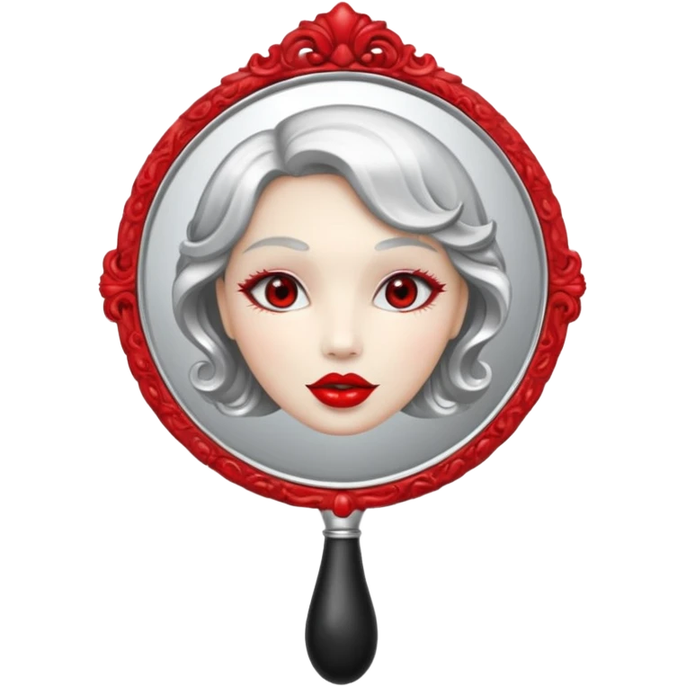 hand mirror, polished silver chrome, erotic vanity aesthetic emoji